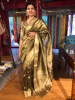 Molten Gold Banarasi Handwoven Tanchui Silk Saree - Image 6