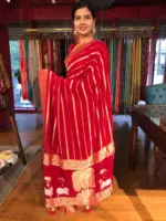Red Banarasi Silk Saree in Georgette highlighted with Pichwai Weaves - Image 3