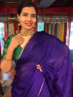 Purple Chiffon Silk Saree with Gold Zari Piping