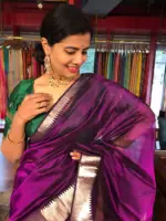 Purple Mangalagiri Silk Saree with Silver Zari Weaves