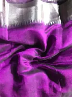 Purple Mangalagiri Silk Saree with Silver Zari Weaves - Image 4