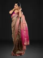 Blue Tissue Silk Saree with Beautiful Kalamkari Prints