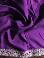Purple Banarasi Silk Saree with Hand Embroidery - Image 6