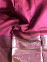 Burgundy Mangalagiri Silk Saree with Woven Kanchi Zari Border - Image 4