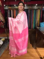 Candy Pink Mangalagiri Silk Saree with Woven Kanchi Silk Border - Image 2
