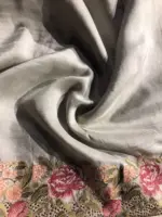 Silver Grey Tissue Silk Saree adorned with Cutwork Embroidery - Image 7