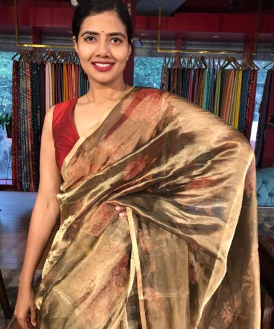 Black Tissue Silk Saree with Beautiful Floral Prints