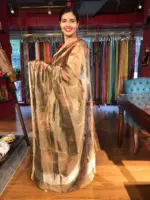 Black Tissue Silk Saree with Beautiful Floral Prints - Image 5