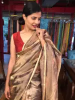 Purple Printed Tissue Silk Saree - Image 2
