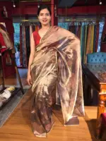 Purple Printed Tissue Silk Saree - Image 4