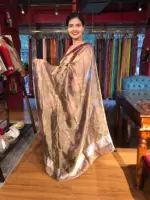 Purple Printed Tissue Silk Saree - Image 3