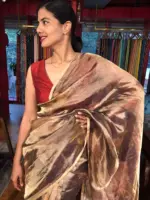 Purple Printed Tissue Silk Saree