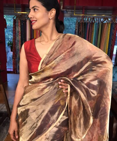 Purple Printed Tissue Silk Saree