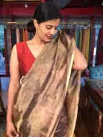 Purple Printed Tissue Silk Saree - Image 5