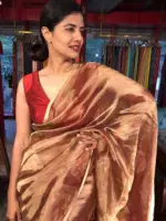 Maroon Tissue Silk Saree with Floral Prints