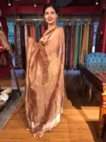 Maroon Tissue Silk Saree with Floral Prints - Image 5