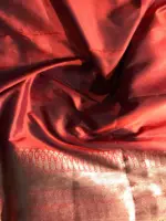 Maroon Banarasi Katan Silk Saree adorned with Meenakari Weaves - Image 8