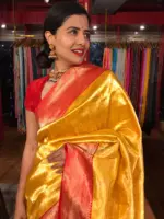 Yellow Banarasi Katan Silk Saree with Gold Zari Weaves
