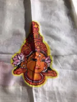 Ivory Silk Saree Handpainted with Beautiful Kerala Murals - Image 8