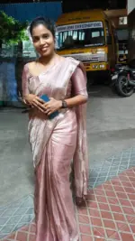 Onion Pink Tissue Silk Saree with Woven Silver Zari Border - Image 8