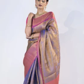 Purple Tissue Silk Saree with contrast border