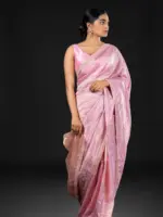 Baby Pink Tussar Silk Saree - Image 2
