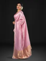Baby Pink Tussar Silk Saree