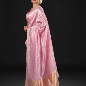 Baby Pink Tussar Silk Saree