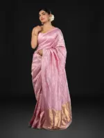 Baby Pink Tussar Silk Saree - Image 5