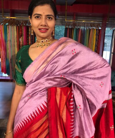 Lilac Raw Silk Saree with Embroidered Pallu