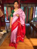 Lilac Raw Silk Saree with Embroidered Pallu - Image 4