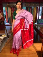 Lilac Raw Silk Saree with Embroidered Pallu - Image 6