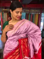 Lilac Raw Silk Saree with Embroidered Pallu - Image 3