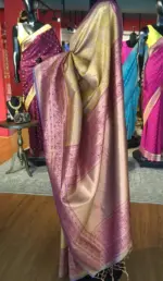 Mustard Yellow Banarasi Silk Saree highlighted with gold  weaves - Image 6