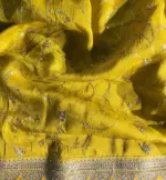 Yellow Printed Tissue Georgette Silk Saree highlighted with Embroidered Border - Image 9
