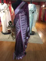 Maroon Banarasi Silk Saree highlighted with Silver Buttis - Image 6