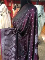 Maroon Banarasi Silk Saree highlighted with Silver Buttis - Image 8