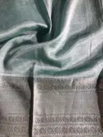 Powder Blue Mangalagiri Silk Saree with Kanchi Silk Border - Image 6