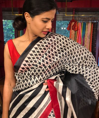 Black Pure Muslin Silk Saree