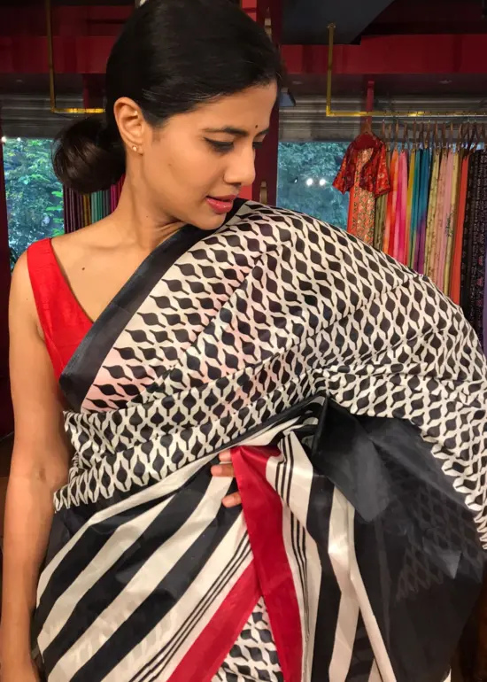 Black Pure Muslin Silk Saree