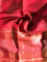Scarlet Red Organza Silk Saree with Kanchi Zari Border - Image 6
