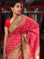 Red Banarasi Silk Saree with Meenakari Weaves