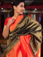 Black Banarasi Silk Saree with Gold Zari Weaves