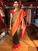 Black Banarasi Silk Saree with Gold Zari Weaves - Image 5