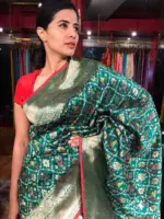 Bottle Green Patola Banarasi Silk Saree