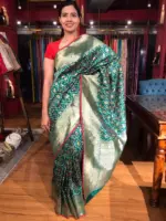 Bottle Green Patola Banarasi Silk Saree - Image 2