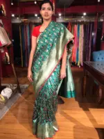 Bottle Green Patola Banarasi Silk Saree - Image 4