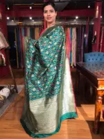 Bottle Green Patola Banarasi Silk Saree - Image 3