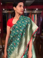 Bottle Green Patola Banarasi Silk Saree - Image 5