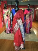 Maroon Mangalagiri Silk Saree with Woven Kanchi Silk Border - Image 2